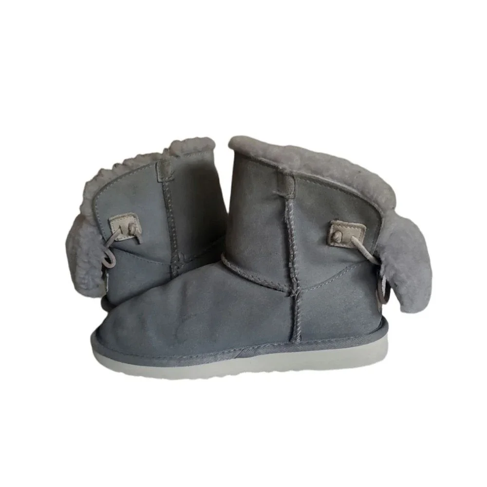 UGG Australia Kids Adoria Tehuano Perforated Leather Grey 1017785 Size 3